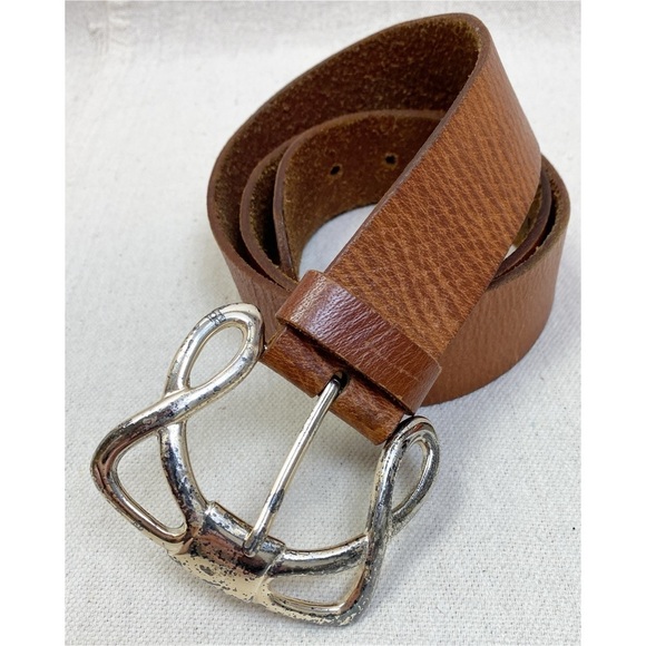 Silpada Designs Brown Genuine Leather Belt with Detailed Silver Buckle L - Picture 4 of 9